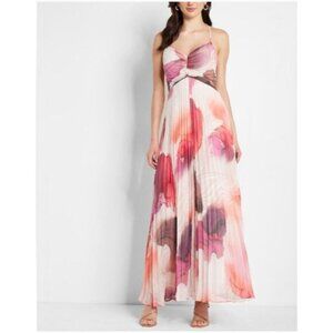 Express Maxi Dress Womens L Pleated Sleeveless V-Neck Cocktail Party Wedding